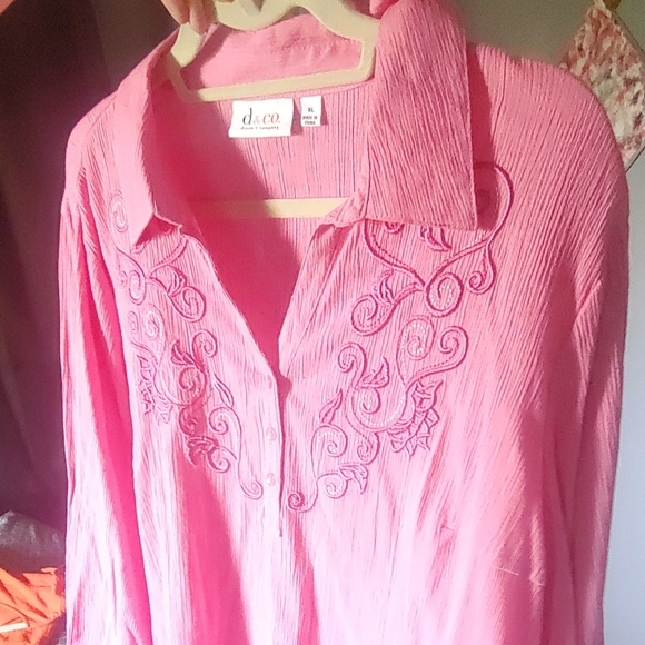 NWOT Denim Co pink blouse - Picture 1 of 10